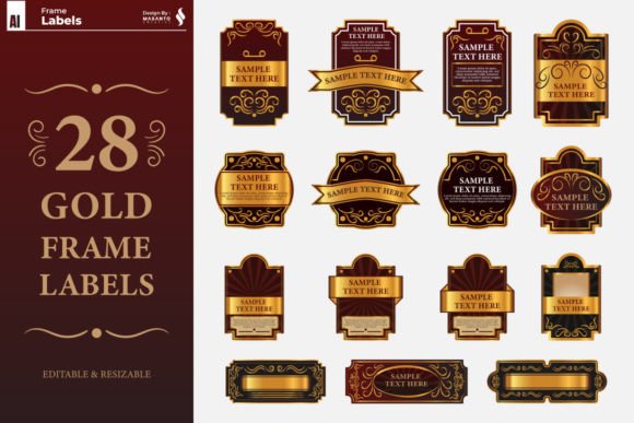 Download 28 Gold Framed Labels - Label Collection
